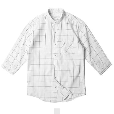차이나카라 화이트 체크 7부 셔츠 (1 color)