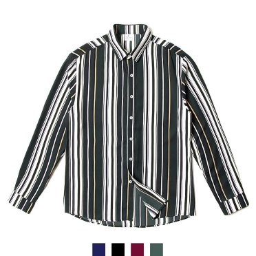 스트라이프 루즈핏 파자마 셔츠 (4 color)